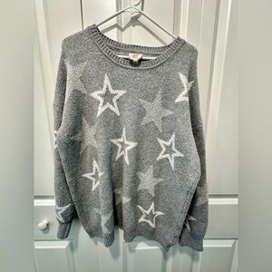 Hippie Rose Gray Star Crew Neck Sweater